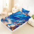 thumbnail image 4 of spefrowx Cartoon Underwater Dolphin Twin Sheets for Kids, Blue Coral Seashell Starfish Bedding, 3 Pieces, 1 Flat Sheet, 1 Fitted Sheet and 1 Pillowcase, 4 of 5