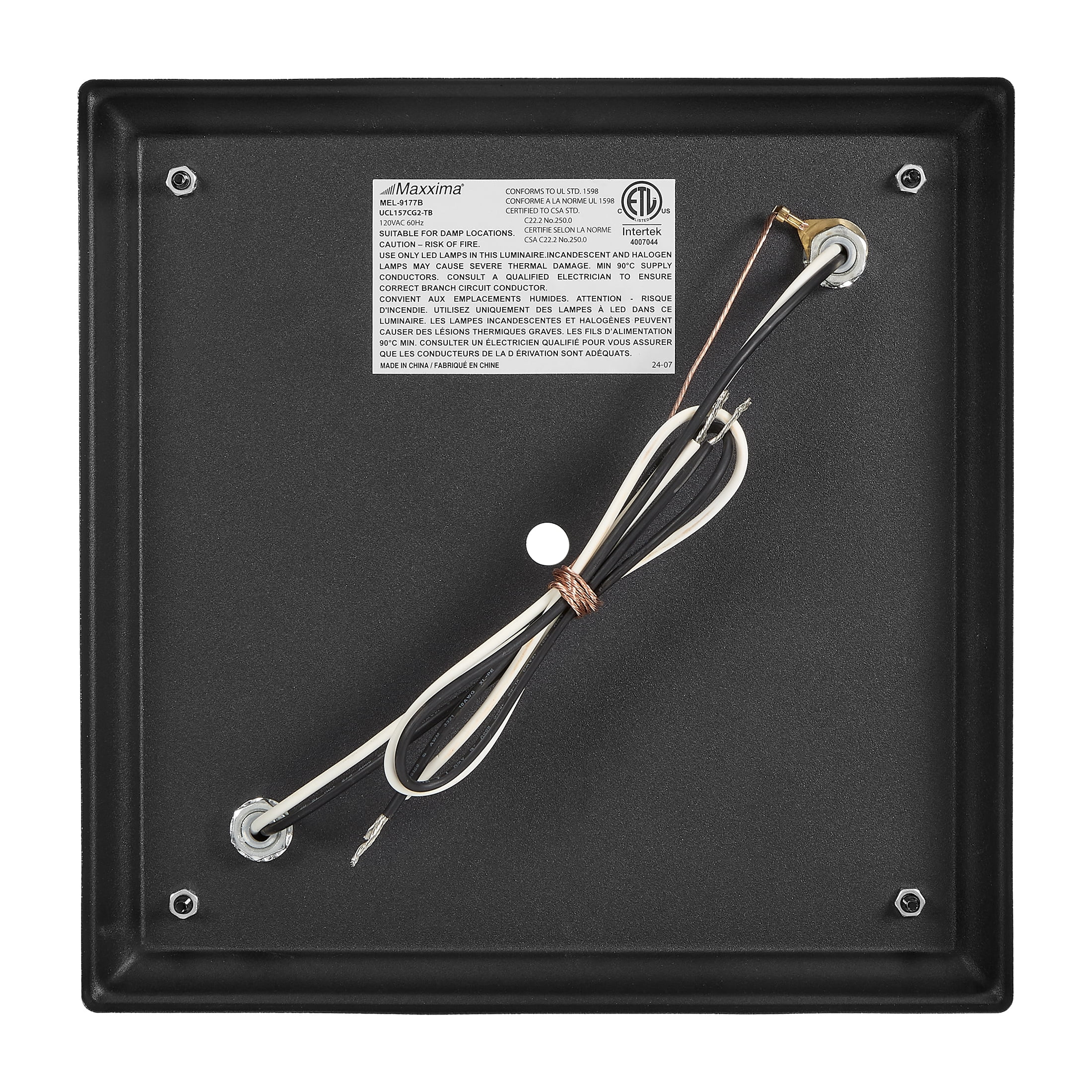 Maxxima 9 in. Outdoor / Indoor Flush Mount Ceiling Light Fixture, Black Porch Light w/ Clear Glass, Bulbs Not Included