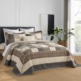 thumbnail image 2 of DDUOXIN Farmhouse Oversized Queen Quilt - 100% Organic Cotton 102x120 Brown Beige Black Patchwork Plaid Reversible Bedspread for Queen Size Bed, Lightweight Neutral All Season Bedding Set, 3 Piece, 2 of 11