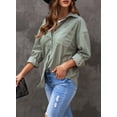 thumbnail image 4 of Women Corduroy Shirts Jacket Shacket Casual Button Down Long Sleeve Oversized Tops Plus Size, 4 of 5