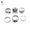 thumbnail image 1 of 7pcs/set Silver Rings for Women Black Zircon Spade Oil Drop Heart Ring Set, 1 of 5