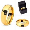 thumbnail image 4 of Tungsten Thumbs Up Emoji Band Ring 7mm Men Women Comfort Fit 18k Yellow Gold Dome Polished, 4 of 4