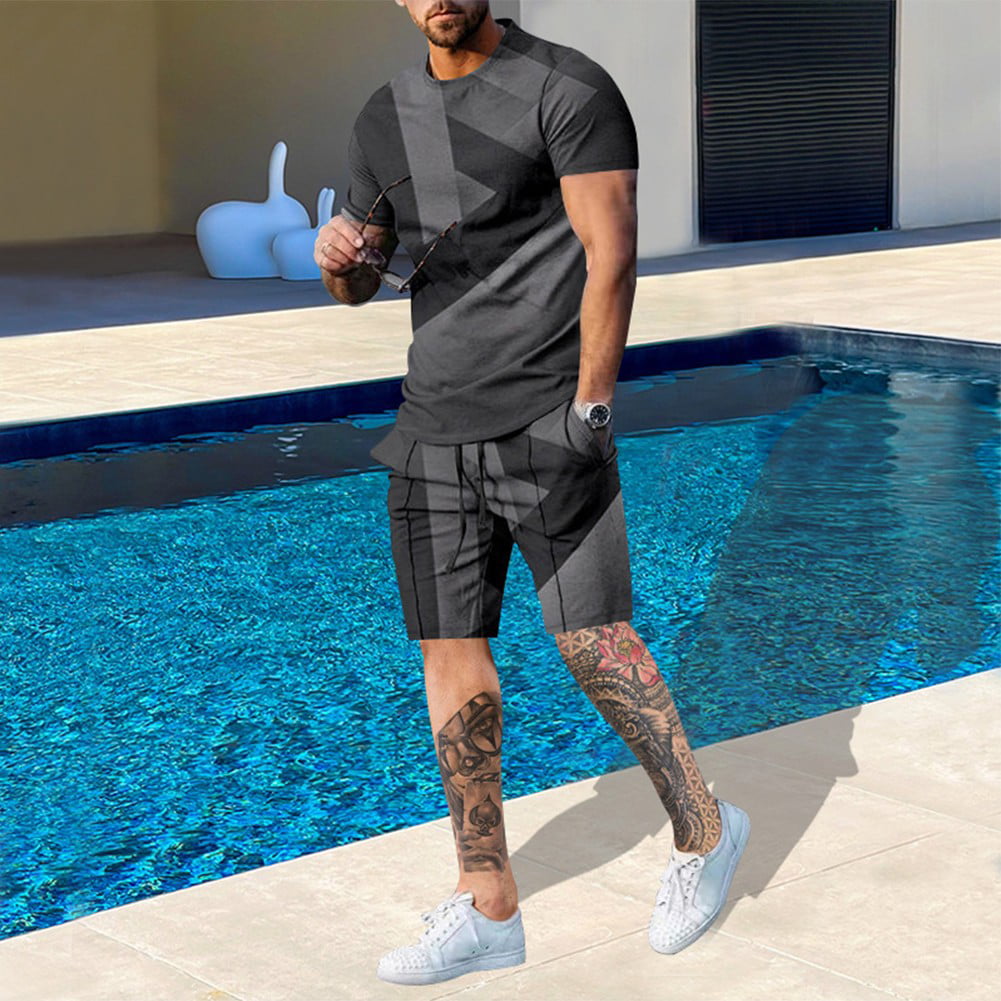 2-piece Regular Fit Shorts and T-shirt Set - Black - Men