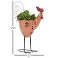 thumbnail image 3 of DecMode 19" x 20" Pink Metal Rooster Planter with Floral Pattern Planter, 3 of 9
