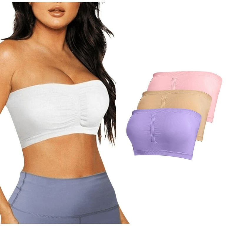 Knosfe Push Up Strapless Bra for Big Busted Women Tube Top Women Bras  Wireless Padded Tshirt Bras for Women Wireless Bandeaus Sleeping Bras for  Women Complexion 3XL 
