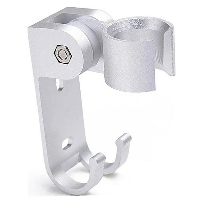 Soporte para cabezal de ducha, soporte de montaje en pared, soporte ajustable para varilla de ducha con 2 ganchos para colgar para baño