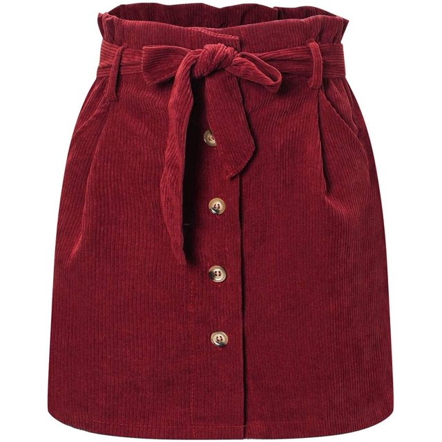- Minifalda de pana con cinturón para mujer Rojo Grande Rojo Grande Xishao ropa