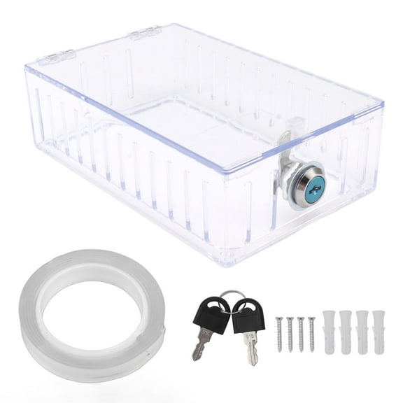 Thermostat Cover Box with Lock,Thermostat Lock Box Large,Universal Home Locking Thermostat Guard Clear Cover with Key for Thermostat On Wall
