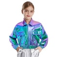 thumbnail image 4 of YUUMIN Veste Métallique Décontractée à Sequins pour Filles et Garçons, Veste à Col Rabattu avec Fermeture Éclair, Bleu 8, 4 of 5