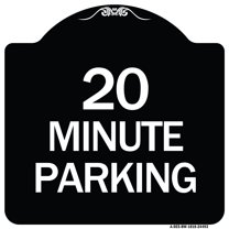 SignMission Designer Series Sign - 20 Minute Parking | Black & White 18" X 18" Heavy-Gauge Aluminum Architectural Sign | Protect Your Business & Municipality | Made in the USA