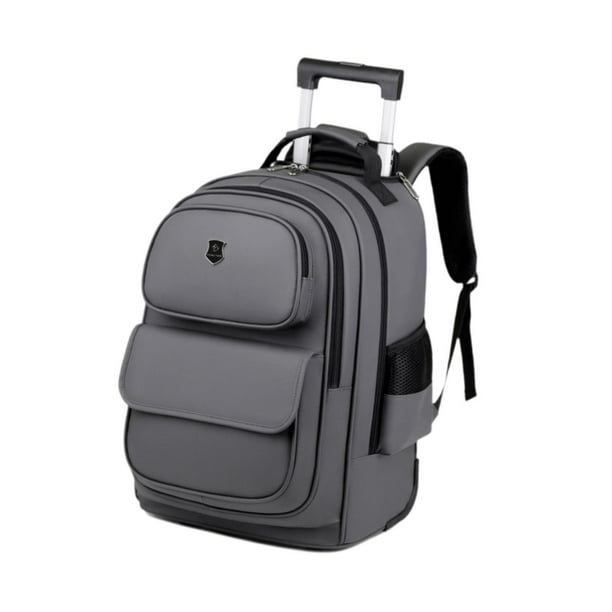 Mochila para portátil con ruedas, bolso de mano de negocios para acampar durante la noche Gris
