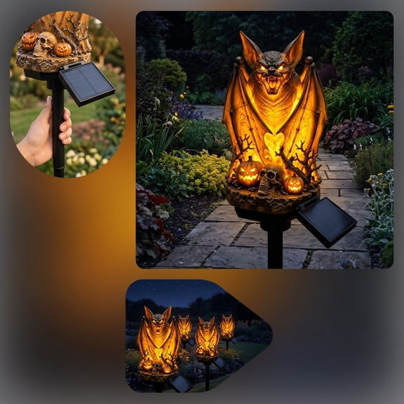 Halloween Solar Garden Stake Light, Auto On Off Energy Saving Landscape Lamp, Weather Resistant Reusable Yard Figure Ornament for Front Walkway Flower Bed Holiday Scene Builders