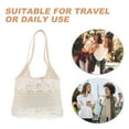 thumbnail image 3 of FELTECHELECTR 1Set White Purses for Women Woven Beach Bag Casual Beige Polyester Large Capacity Women Shopping, 3 of 8