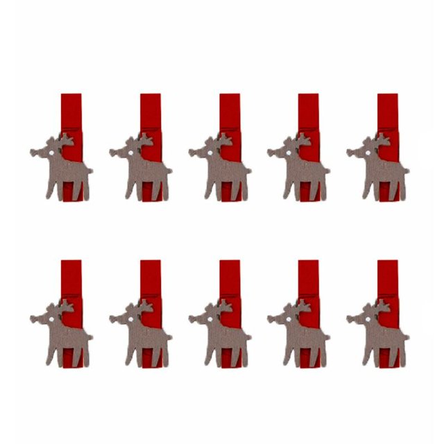 Clips de madera de Navidad para decoración de fiesta de año nuevo, Clip de pared de fotos, adornos de Navidad DIY, decoraciones para el hogar, árbol de Navidad, 10 piezas