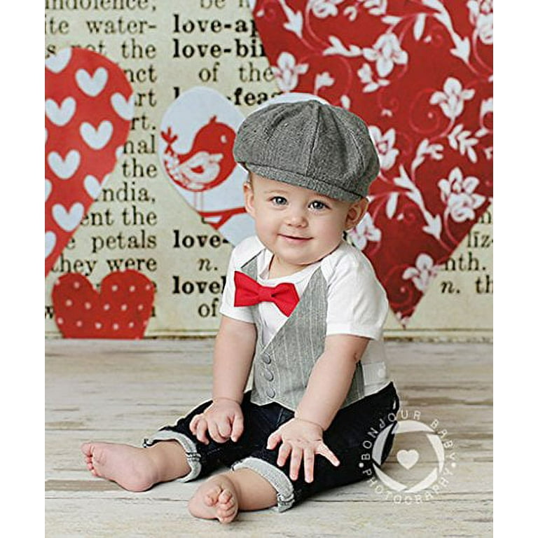 Noah s Boytique Baby Boys Vest and Bow Tie Outfit Baby Suit Coming Home Outfit Newborn Grey and Red Walmart