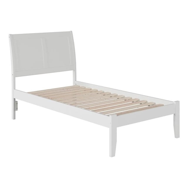 Leo & Lacey Lit Plateforme Simple en Bois Massif Style Ferme avec Chargeur USB, Blanc