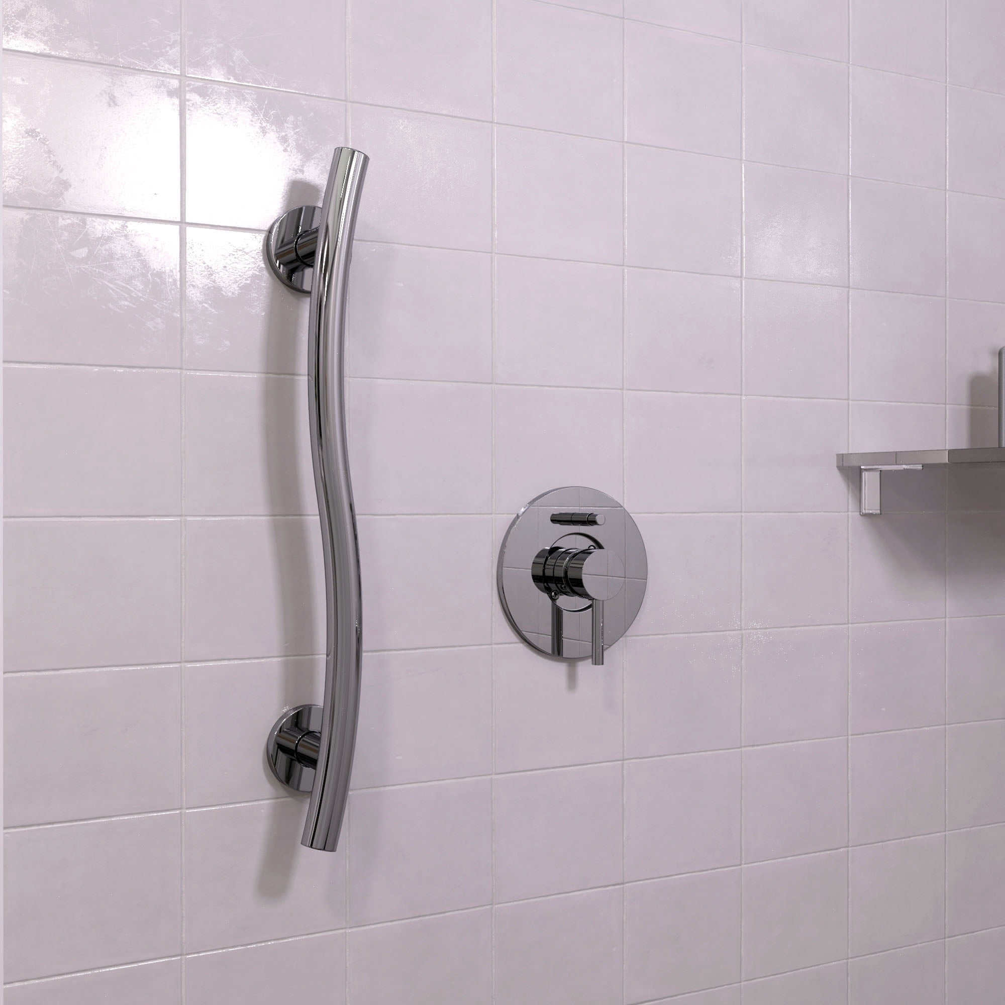 Keeney 2022-24PC  Wave Designer Grab Bar, Polished Chrome, 24 Inch