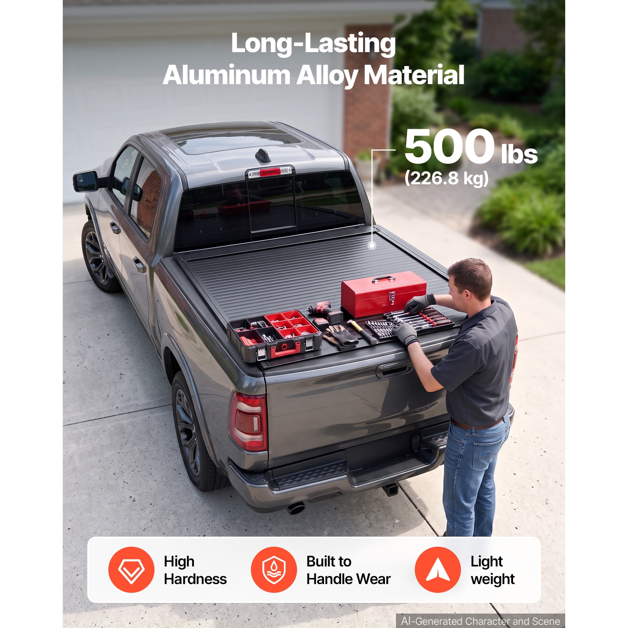 KFFKFF Retractable Hard Truck Bed Cover 5.7FT, Manual Sliding Design, Fits 2009-2026 Ram 1500 New Body & 2019-2024 Classic Models, Waterproof Aluminum Construction with Lock for Secure Travel