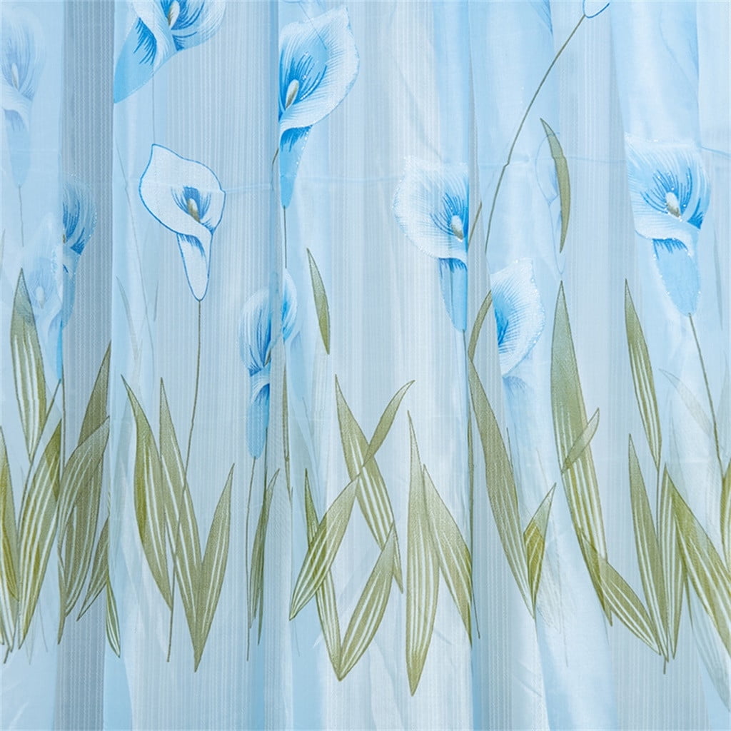 Lloopyting Contemporary Blue Daffodil Flower Blackout Curtains, 100 x 130 cm