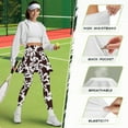 thumbnail image 6 of COEQINE Women Golf Skirted Legging with Pockets Comfy Ruffle Pleated Elastic Tennis Leggings with Skirts Cow Spot Brown Print High Waist Fashion Full Length Yoga Pants, 3XL, 6 of 7