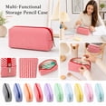 thumbnail image 4 of Seersucker Pencil Case Student Desk Organizer Pouch Rectangular Zipper Stationery Storage Bag for School Office Travel, 4 of 4