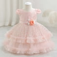 thumbnail image 4 of NAISIBABY Girls Flower Dress, Mesh Cute Embroidered Glitter Tutu Tulle Kids Wedding Party Pageant Princess Dress Pink 4T, 4 of 6