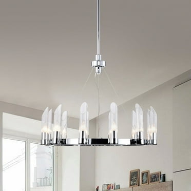 Leonie 32 in. 12-Light Indoor Chrome Finish Chandelier with Light Kit
