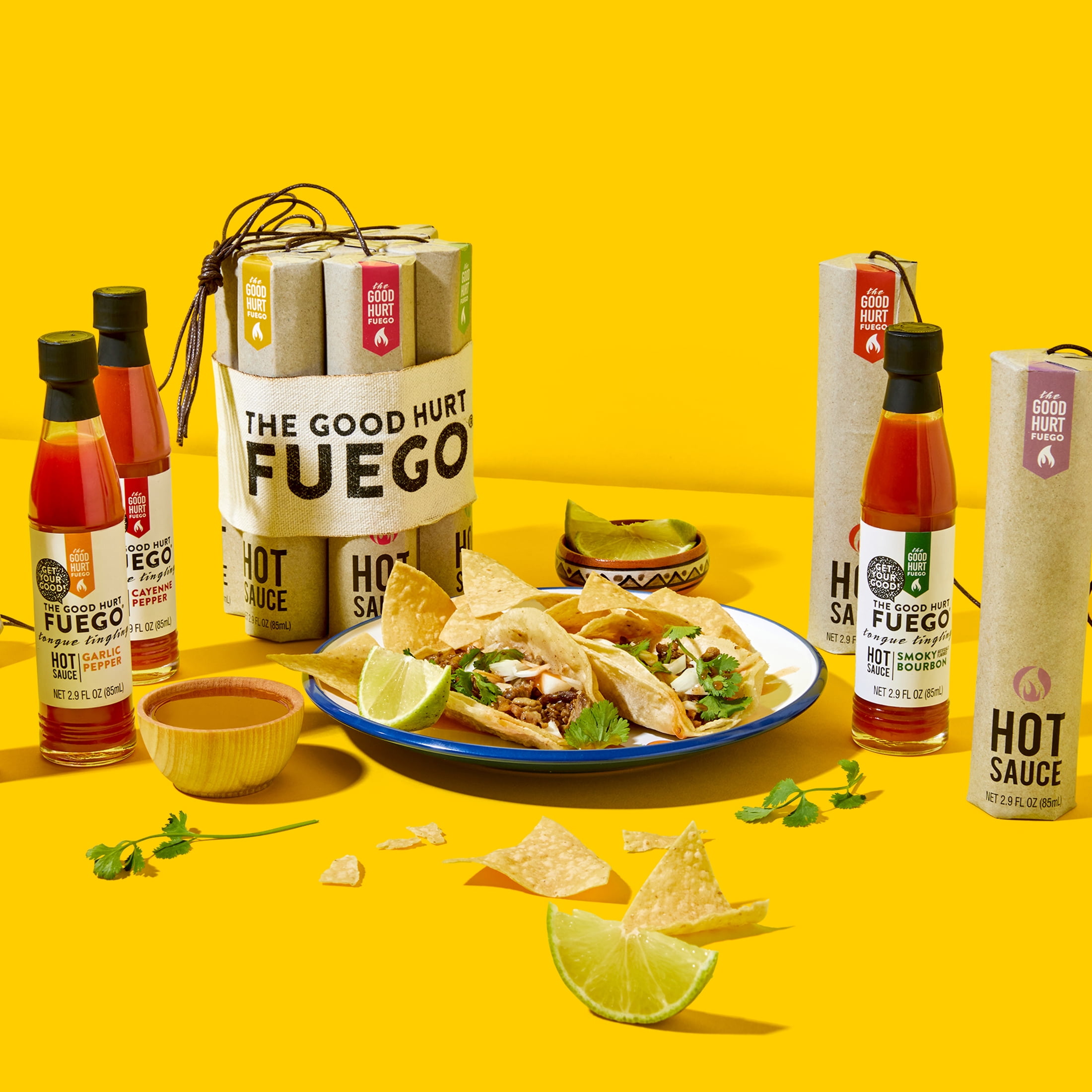 Thoughtfully The Good Hurt Fuego Hot Sauce Variety Pack, Different Flavors and Peppers from Around the World, Allergen-Free, Sampler Set for Father's Day Gifts, 7 Pack