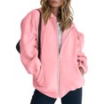 thumbnail image 4 of Women's Zip Up Y2K Hoodies 2026 Spring Casual Long Sleeve Sweatshirts Fall Winter Track Jackets with Pockets Pink 3XL, 4 of 7