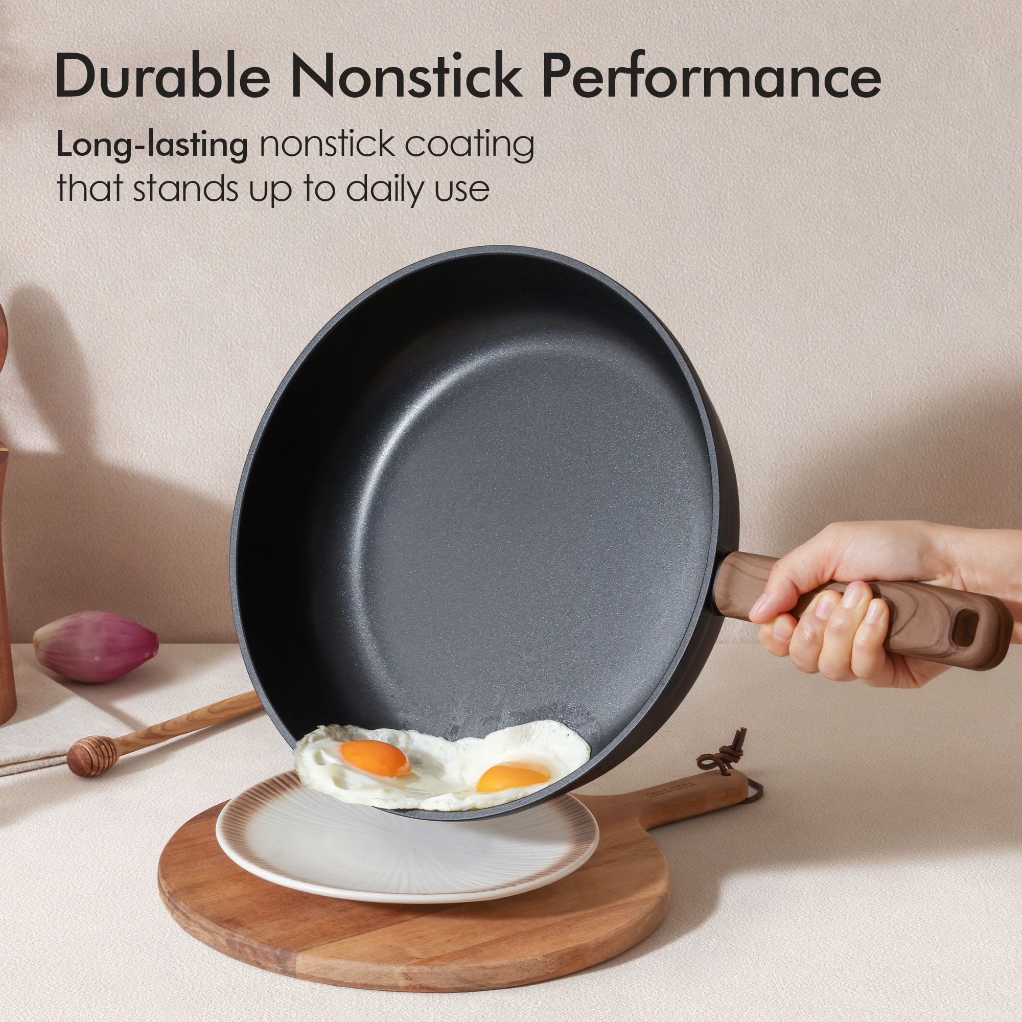 SENSARTE 12 Inch Nonstick Frying Pan Skillet with Lid - Thumbnail 3