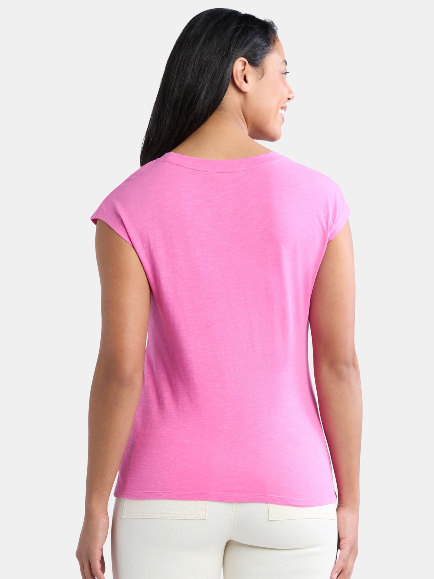Time and Tru Women's Cotton Side Tie Top, Sizes XS-XXXL