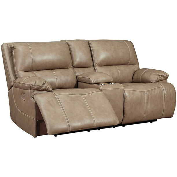 Ashley Furniture Ricmen Leather Power, Off White Leather Reclining Sofa And Loveseat