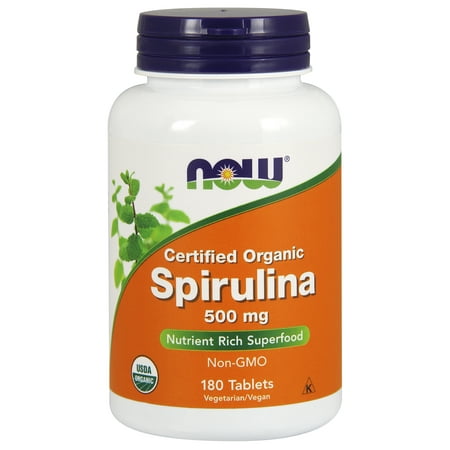 NOW Supplements, Organic Spirulina 500 mg with Vitamins, Minerals and GLA (Gamma-Linolenic Acid), 180 (Best Spirulina Tablets In India)