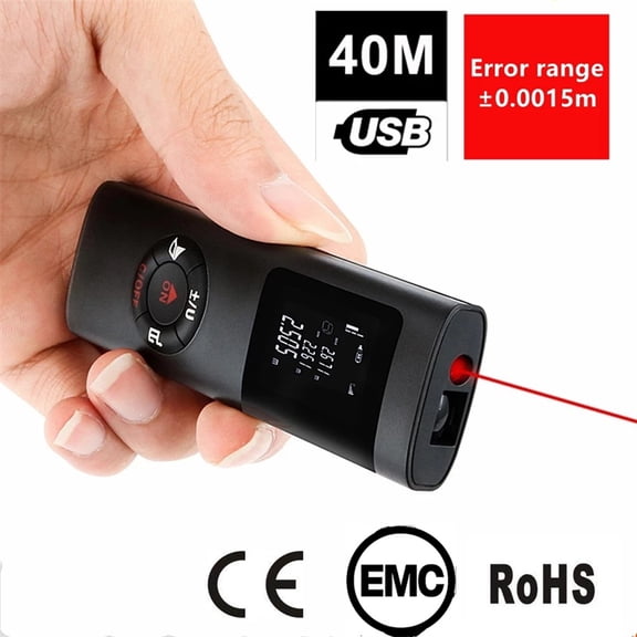 Handheld Multifunctional 40M LCD Digital Laser Rangefinder Mini USB Charging Laser Distance Meter for Interior Decoration