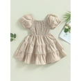 thumbnail image 4 of Bagilaanoe Toddler Baby Girl Summer Dress Short Sleeve Ruffled A-line Princess Dresses 12M 18M 24M 3T 4T 5T Kids Casual Swing Sundress, 4 of 9