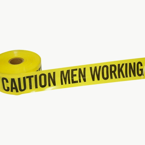 JVCC BR-1 Barricade Tape [2.5 mil thick]: 3 in. x 1000 ft. (Yellow with Black "CAUTION MEN WORKING" printing) [NON-ADHESIVE]