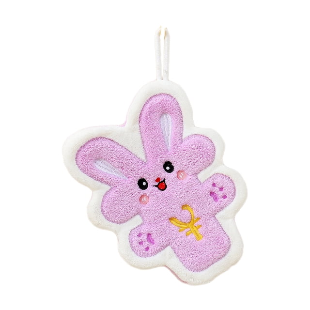 SLYNSHome Easter Rabbit Hand Towels for Kitchen Purple Rabbit Kitchen Hanging Towels Soft Absorbent Towel for Bathroom