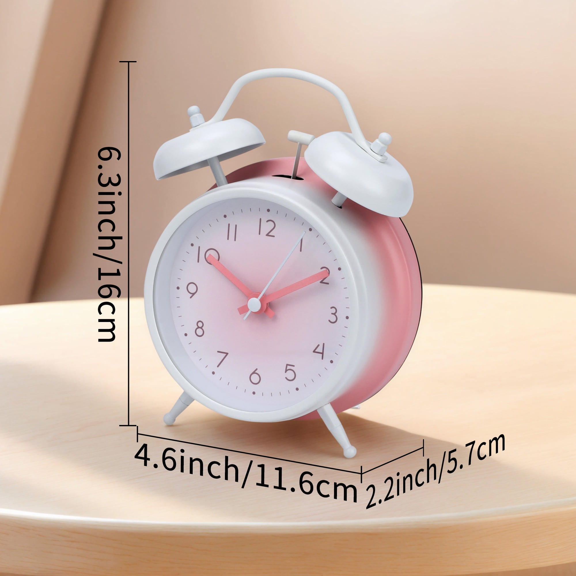 Unique Bargains Gradients Alarm Clock with Dual Bells Pink 4.6"L x 2.2"W x 6.3"H