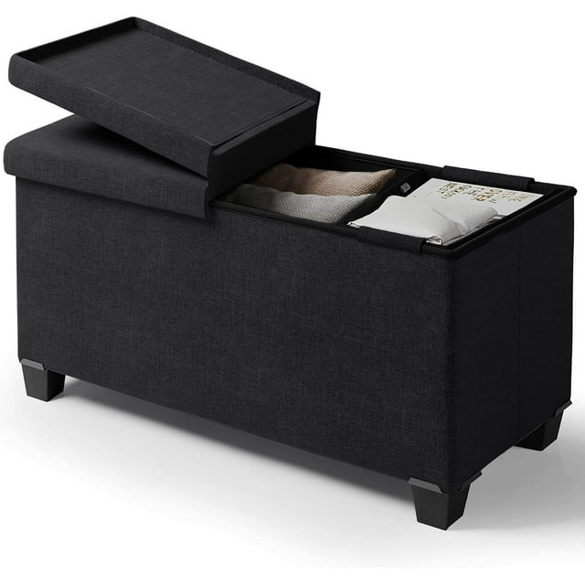 Banc de Rangement avec Bacs de Rangement en Tissu de Lin