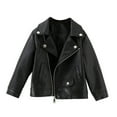 thumbnail image 2 of SILVERCELL 2-8T Kids Boys Girls PU Faux Leather Lapel Motorcycle Jacket Zipper Outerwear Coats, 2 of 8