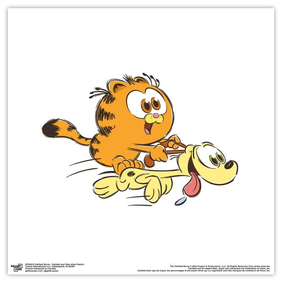 Gallery Pops The Garfield Movie - Garfield and Odie Infant Sketch Wall Art, Unframed Version, 12" x 12"