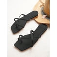 thumbnail image 2 of Fashionable Outdoors Thong Sandals for Women, Criss Cross Plain Polyester Toe Post Flat Sandals, 2 of 4