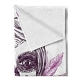 thumbnail image 2 of Day of the Dead Soft Flannel Fleece Throw Blanket, Illustration Gothic Vampire Like Face Skull Flowers Image, Cozy Plush for Indoor and Outdoor Use, 50" x 60", Violet Purple and White, by Ambesonne, 2 of 5