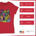 thumbnail image 4 of Tee Hunt Stare of The Wolf T-Shirt Dean Russo Colorful Neon Animal Women's T-Shirt Tee, Red, Medium, 4 of 5