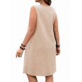 thumbnail image 3 of Women's Tea Length Round Neck Waist Sundresses Sleeveless Dress for Summer Khaki S, 3 of 5