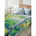 thumbnail image 4 of Green Oil Painting Queen Size Flat Sheet, Wrinkleproof & Fadeproof Cooling Flat Bed Sheet Only, Modern Abstract Art Summer Tree Breathable Soft Bedding Top Sheets 90 x 102 Inches, 4 of 8