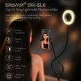 thumbnail image 5 of BlitzWolf 4" Clip-on Ring Light, Flexible Arms Phone Holder Stand, Selfie Light Ring Clip-on Desktop Lamp, Webcam Live Fill Light for iPhone Android Live Stream Makeup YouTube Video TikTok Computer, 5 of 10