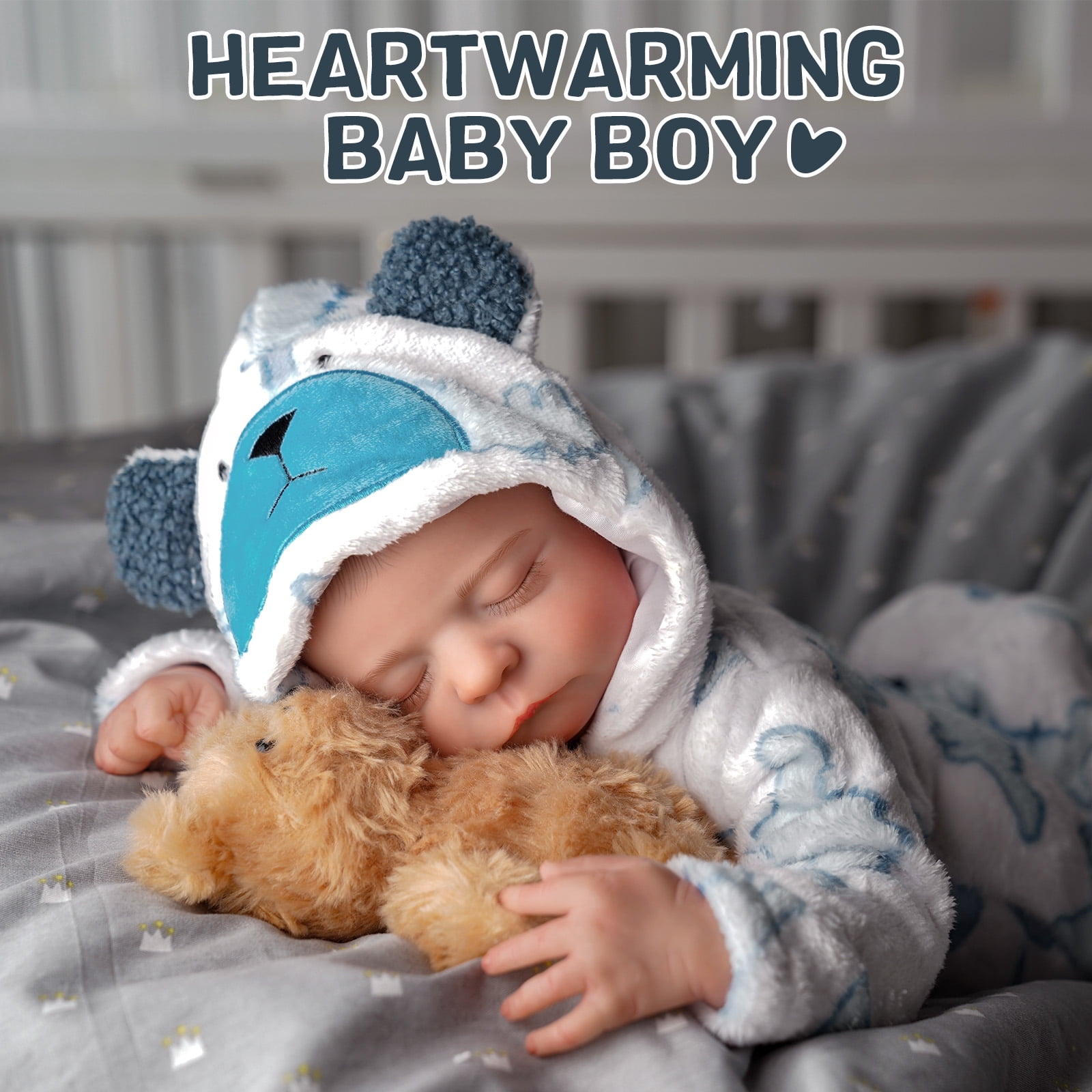 RSG Reborn Baby Dolls, 20 Inch Lifelike Newborn Real Life Poseable Doll for Soft Cloth Body Baby Dolls with Clothes and Toy Gift for Kids Age 3+