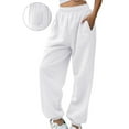 thumbnail image 2 of Baggy Sweatpants for Women Casual High Waist Loose Fit Workout Athletic Joggers Pants with Pockets (L, White), 2 of 5