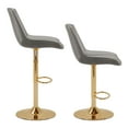 thumbnail image 6 of CorLiving Arwen Curved and Tufted Seat and Back Adjustable Height Faux Leather Barstools with Gold Base, Gray (Set of 2), 6 of 8